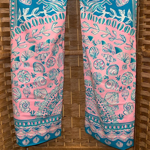 Lilly Pulitzer Flowy Wide Leg Pants Turquoise and Pink Size Medium - Picture 5 of 6